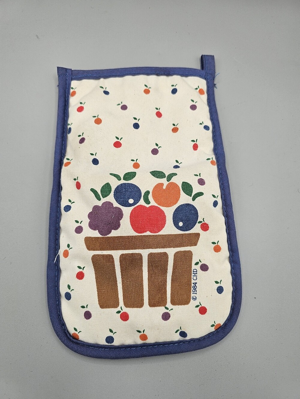 80s Fruit Basket Kitchen Oven‎ Mitt Mitten Basket 1984 CHD Colorful Polkadot Vtg
